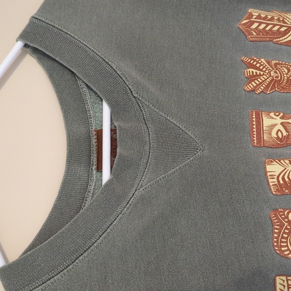 Fargo Clothing Island Style Crew Neck Sweatshirt MEDIUM Green Raised Accents - Picture 6 of 13